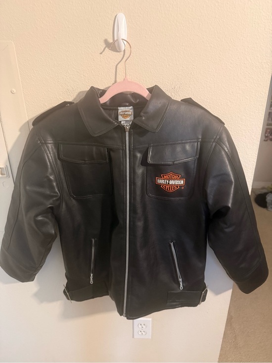 Harley-Davidson Jackets & Blazers - Harley-Davidson Women’s Black Faux Leather Moto Jacket Embroidered Logo M